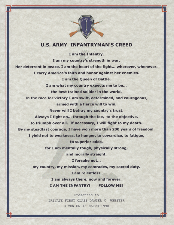 Army Infantrymans Creed