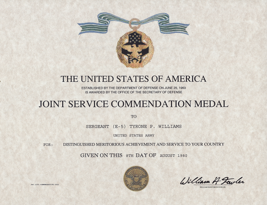 Army Meritorious Unit Commendation Certificate